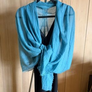 Smokey- teal Gauze shawl scarf. NWOT